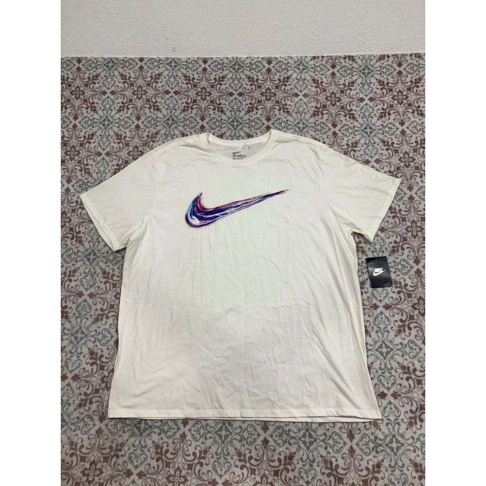Nike Mens Graphic Tee White Multi Color Swoosh 739364-100 XXL NWT